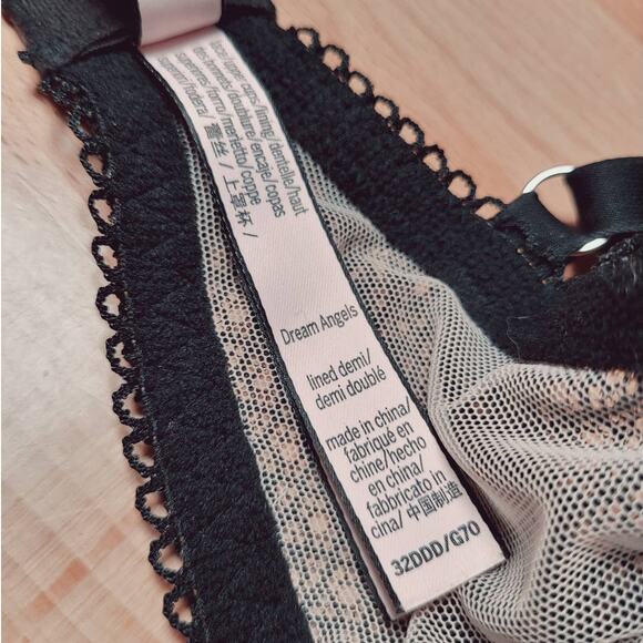 Victoria's Secret Dream Angels Black Lace Lined Demi/ Demi Double Size 32DDD(F) - Picture 10 of 10